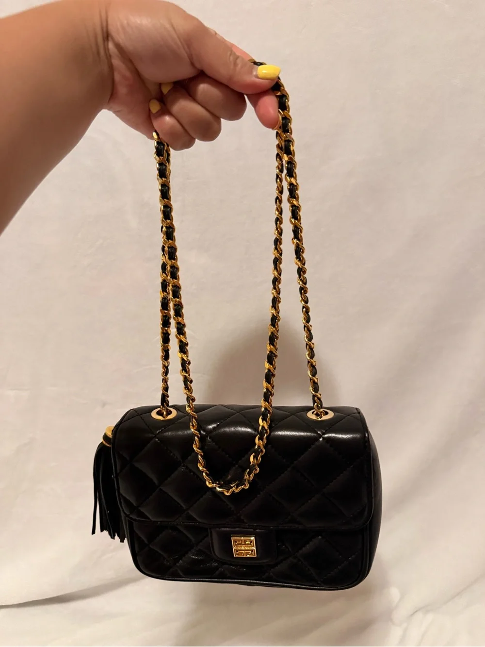 Vintage Givenchy 4G Matelasse Quilted Leather Tassel Chain Bag